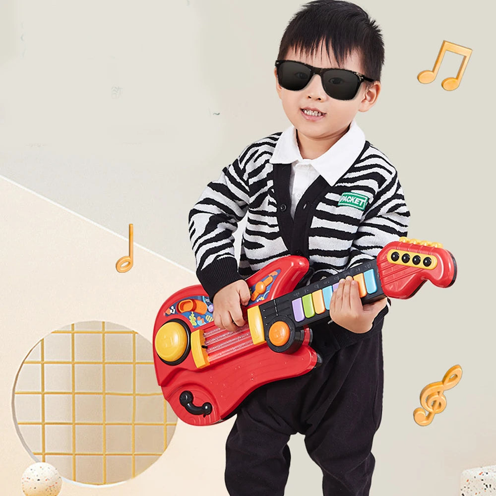 Kids Guitar Toy 2-in-1 Folding Musical Instrument | Electronic Piano | Brain-Training Educational Toys | Birthday Gift for Girls & Boys ShopOnlyDeal