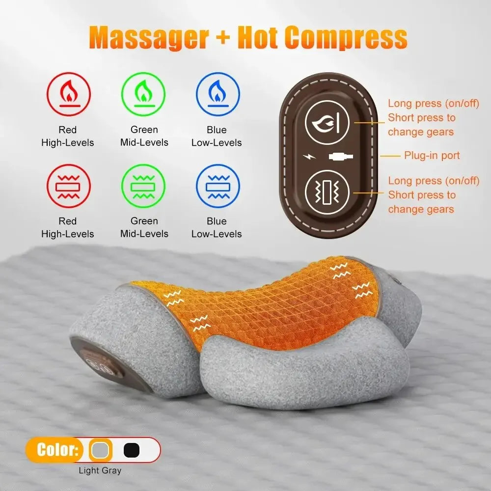 Electric Massager Cervical Pillow - Hot Compress, Vibration Massage, Neck Traction, Relax Sleeping Memory Foam Pillow, Spine Support ShopOnlyDeal