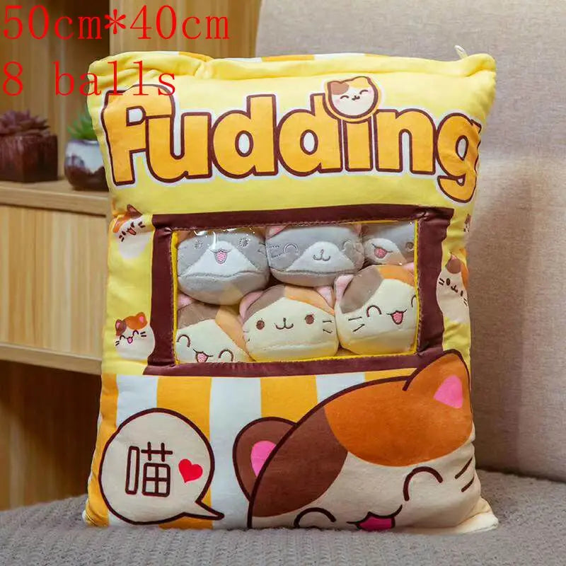 Kawaii Animal Balls Pudding Candy Bag Pillow Plush Stuffed Mini Doll of Donut Boba Milk Tea Bat Newt Cat Nap Plushie ShopOnlyDeal