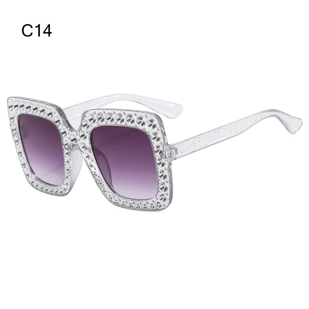 Sparkle in Style: Crystal Oversized Sunglasses for Women - Rhinestone Square Diamond Sun Glasses with Retro Big Frame ShopOnlyDeal