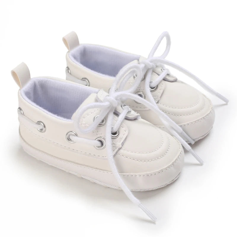 Infant Spring Shoe | Newborn Girls & Boys Recreational Baptism Non-Slip Walking Shoe | White Soft-Soled Sneaker Prewalker ShopOnlyDeal