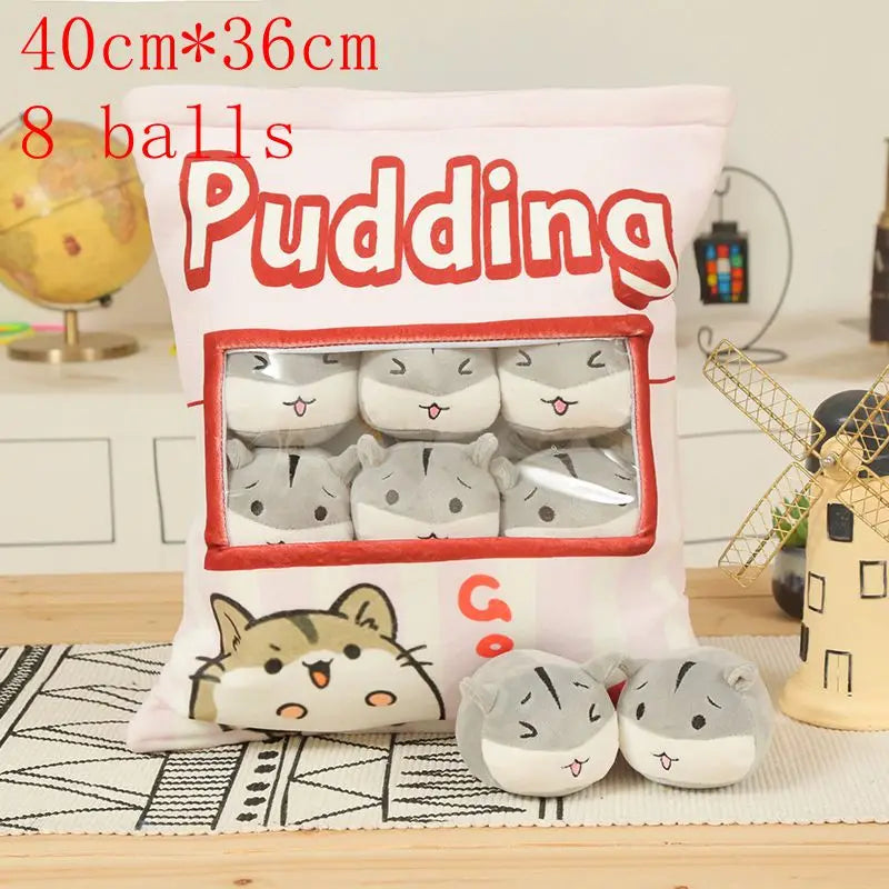 Kawaii Animal Balls Pudding Candy Bag Pillow Plush Stuffed Mini Doll of Donut Boba Milk Tea Bat Newt Cat Nap Plushie ShopOnlyDeal