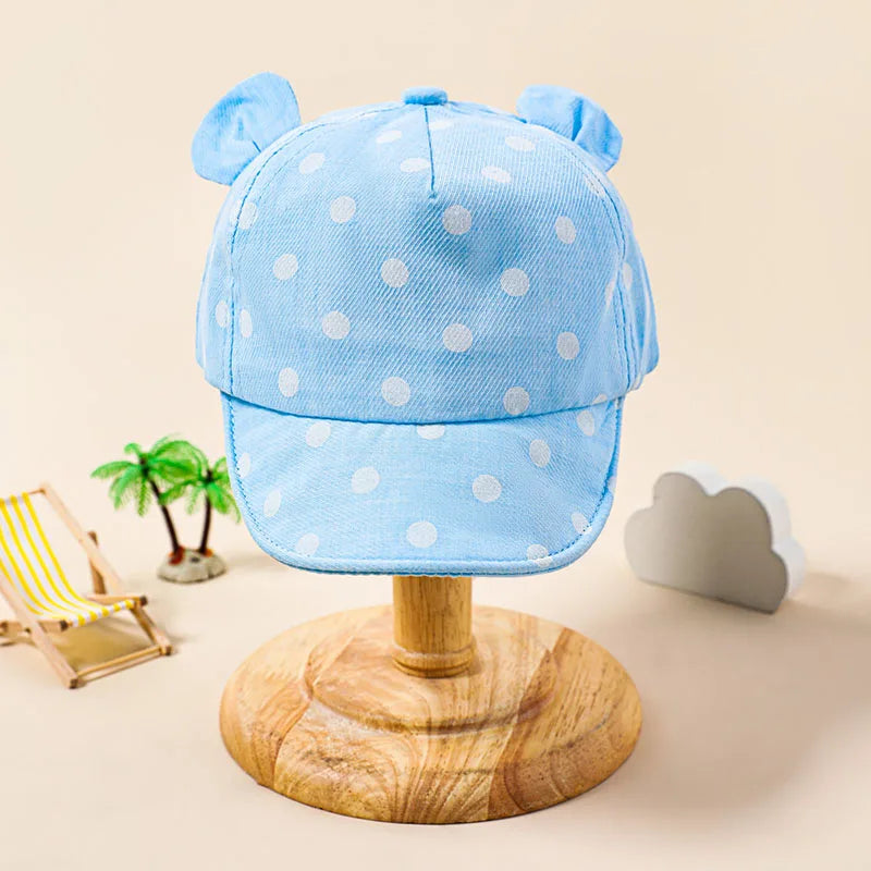 Cotton Baby Hats Summer Peaked Cap Toddler Dot Girls Boys Hat Child Cute 3D Ear Baseball Caps Infant Soft Sunhat For Kids ShopOnlyDeal