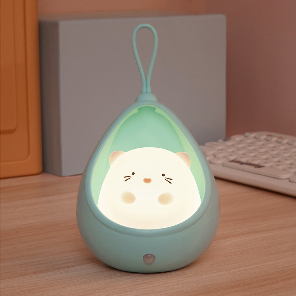 Kids Room Night Light with Sensor Control Cute Animal In A Basket Human Kids Bedroom USB Rechargeable Silicone LED wall lights ShopOnlyDeal