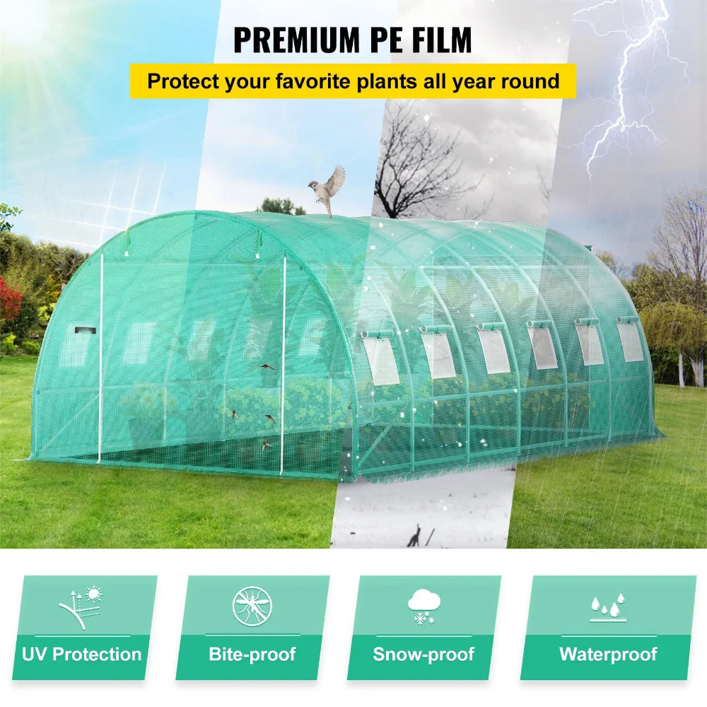 Walk-in Tunnel Greenhouse - 20x10x7 Ft with Galvanized Frame & Waterproof Cover, Ideal for Agriculture Tools and Greenhouses ShopOnlyDeal