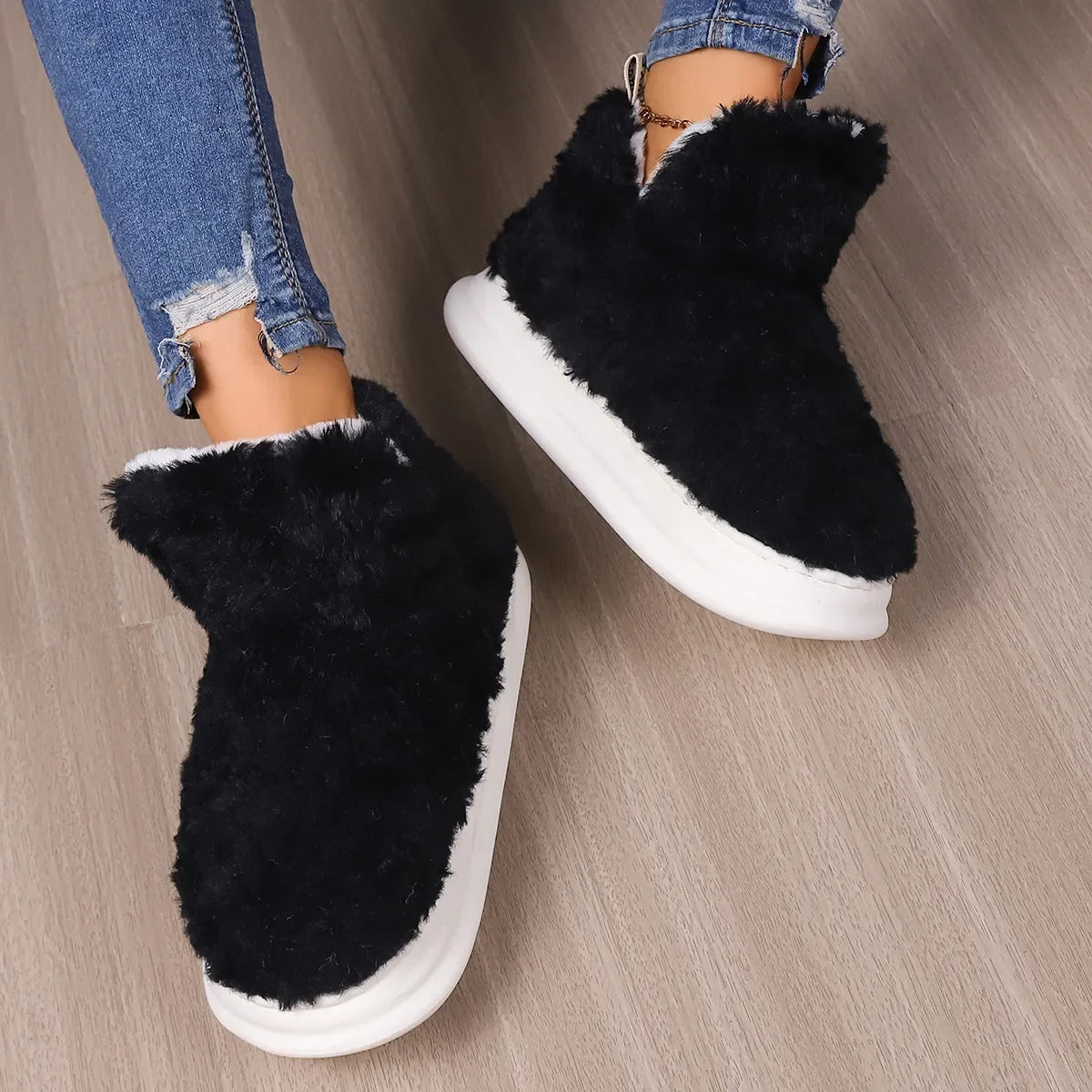 Cozy Women's Warm Fur Slippers: Plush Winter Platform Shoes for Indoor and Outdoor Comfort ShopOnlyDeal