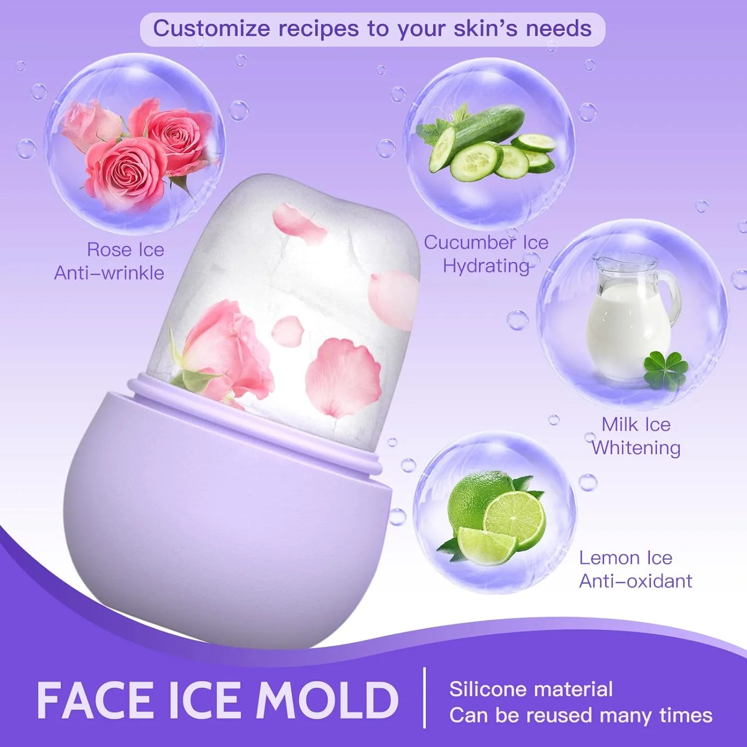 Silicone Face Ice Cube Mould Beauty Skin Care Silicone Face Ice Roller ShopOnlyDeal