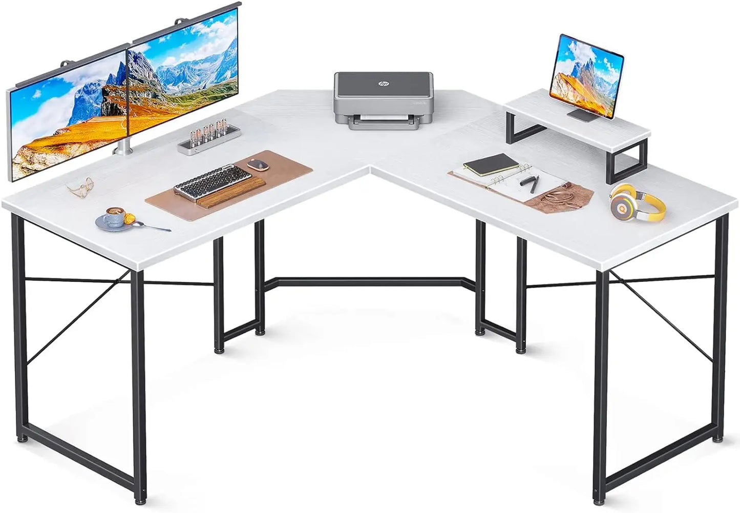 L-Shaped Gaming Desk - 51 Inch Computer Desk with Monitor Stand, PC Gaming Desk, Corner Desk Table for Home Office ShopOnlyDeal