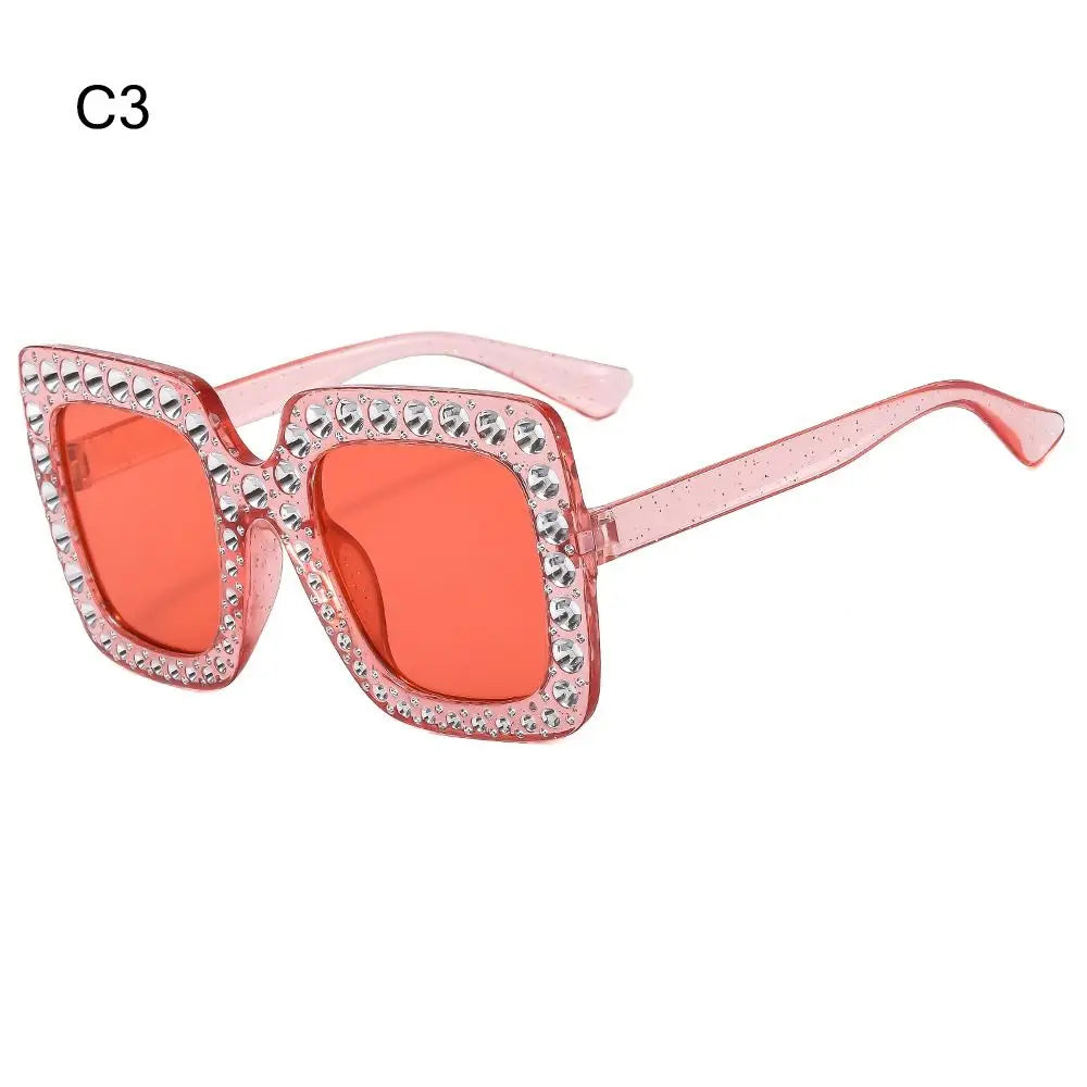 Sparkle in Style: Crystal Oversized Sunglasses for Women - Rhinestone Square Diamond Sun Glasses with Retro Big Frame ShopOnlyDeal