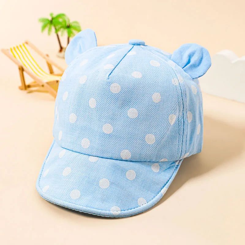 Cotton Baby Hats Summer Peaked Cap Toddler Dot Girls Boys Hat Child Cute 3D Ear Baseball Caps Infant Soft Sunhat For Kids ShopOnlyDeal