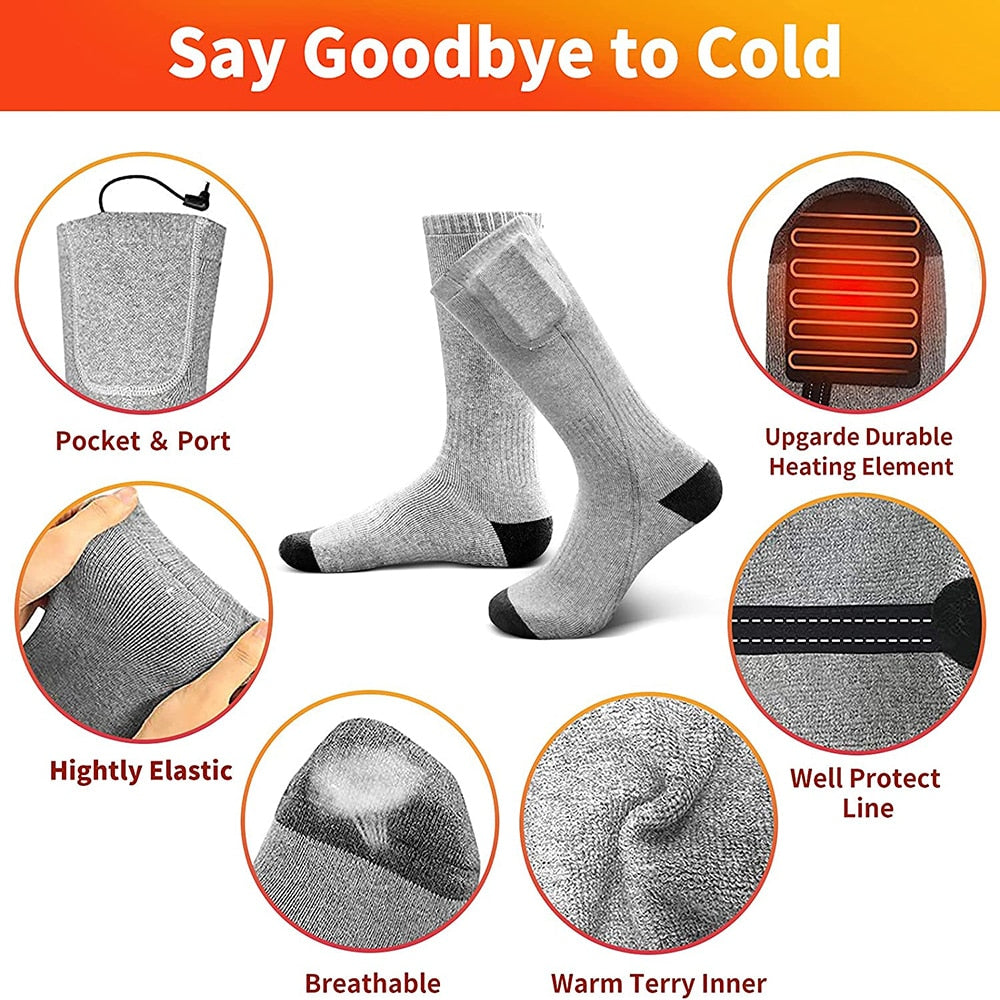 Electric Socks Rechargeable Electrically Heated Warm Hiking  Hunting Three-Speed Temperature Control Comfortable Winter Outdoor Sports ShopOnlyDeal