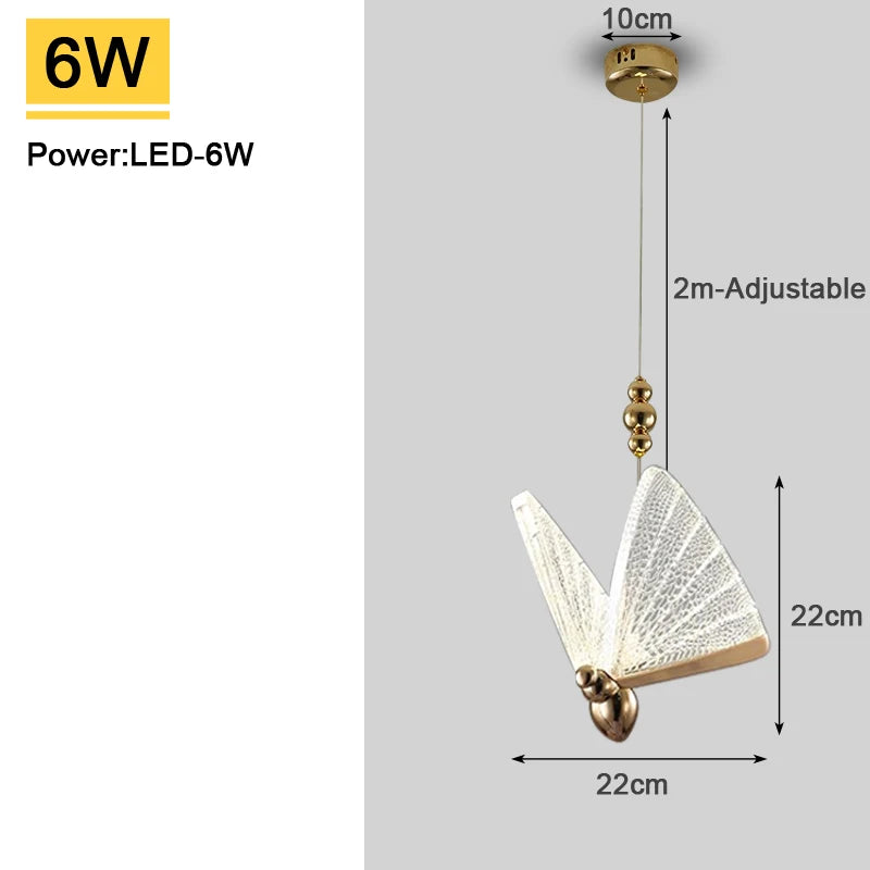 Indoor Gold LED Chandelier Lamp | Nordic Butterfly Pendant Light | Dining Room, Kitchen, Bedroom, Living Room Hanging Lighting ShopOnlyDeal