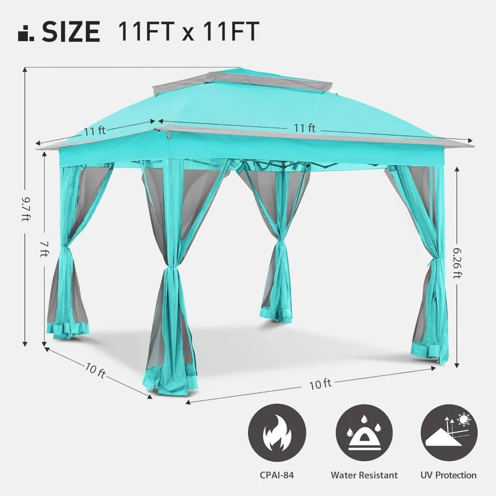 Outdoor Gazebo with Mosquito Net | Folding Pop-up Garden & Terrace Canopy Tent | Side Walls Shade for Home Parties & Relaxation ShopOnlyDeal