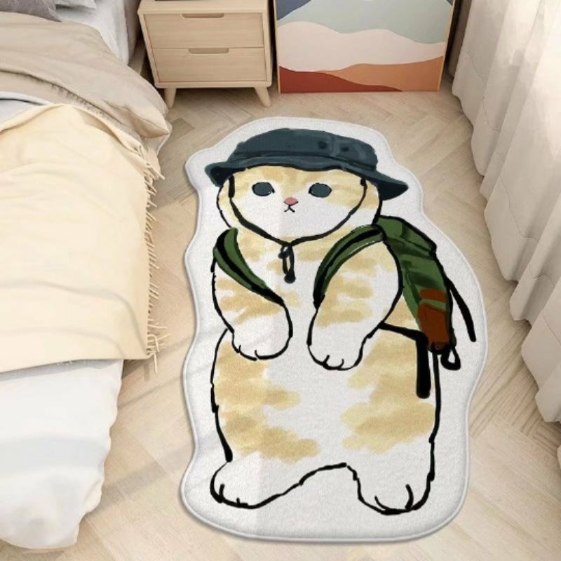 Door Bedside Mat Carpet Cartoon Furry Cat Floor Mat Living Room Tapis Cuisine Irregular Furry Thickened Decoration Tapestry ShopOnlyDeal