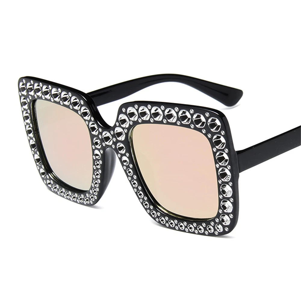 Crystal Oversized Sunglasses - Fashion Square Sunglasses for Women, Retro UV400 Eyewear ShopOnlyDeal