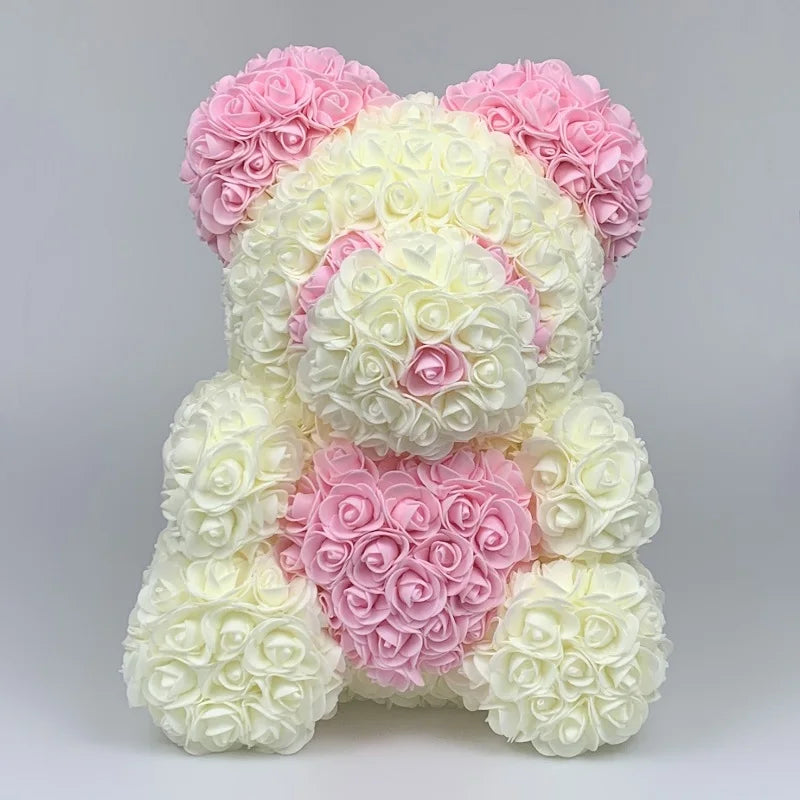 40cm Rose Bear - Artificial Foam Flower Rose Panda Decorations or Gifts for Memorial Day, Festivals, Thanksgiving Day, and Birthdays 🌹🐼🎉 ShopOnlyDeal