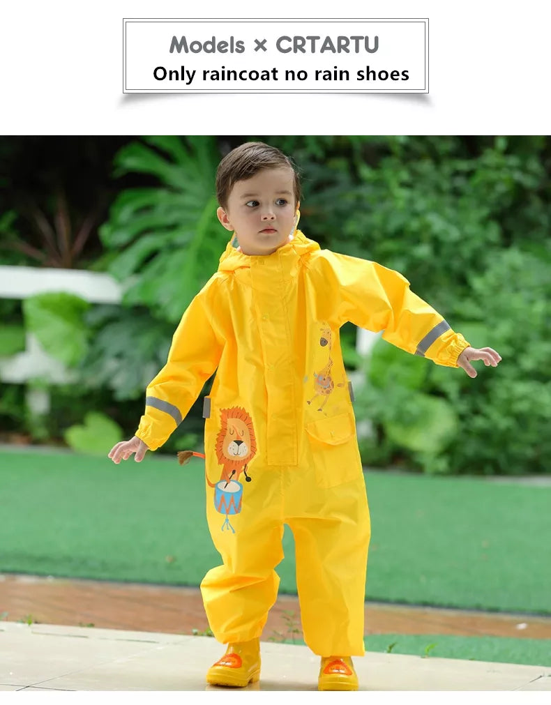 Kids Rain Suit with Hood :Stay Dry and Playful with Kids' Cartoon Animals Waterproof Rain Suit - Ideal for Children Aged 1-12! - Waterproof Jumpsuits Baby Cartoon Animals One Piece Raincoat Children Boys Girls Rainwear 1-12 Years ShopOnlyDeal