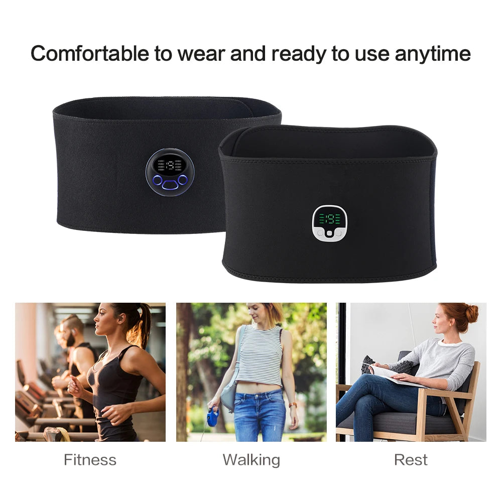 EMS Muscle Stimulator ABS Abdominal Trainer Toning Belt USB Recharge Body Belly Weight Loss Body Slimming Vibration Belt Unisex ShopOnlyDeal