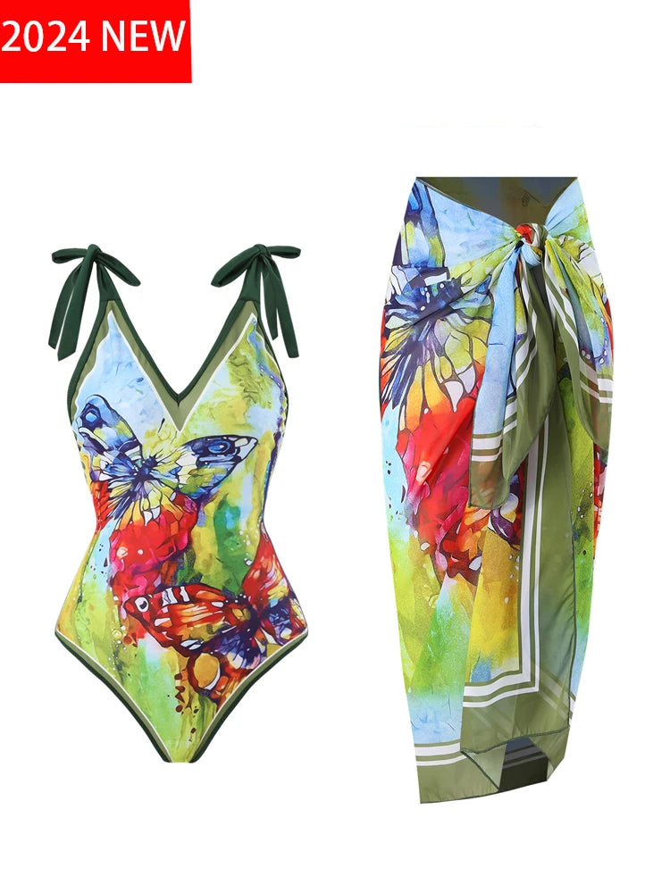 Fashion Printed Swimsuits Women 2023 High Waist Bikini Slim Women's Swimsuit One Piece Backless Sexy Beach Swimwear for Holidays ShopOnlyDeal