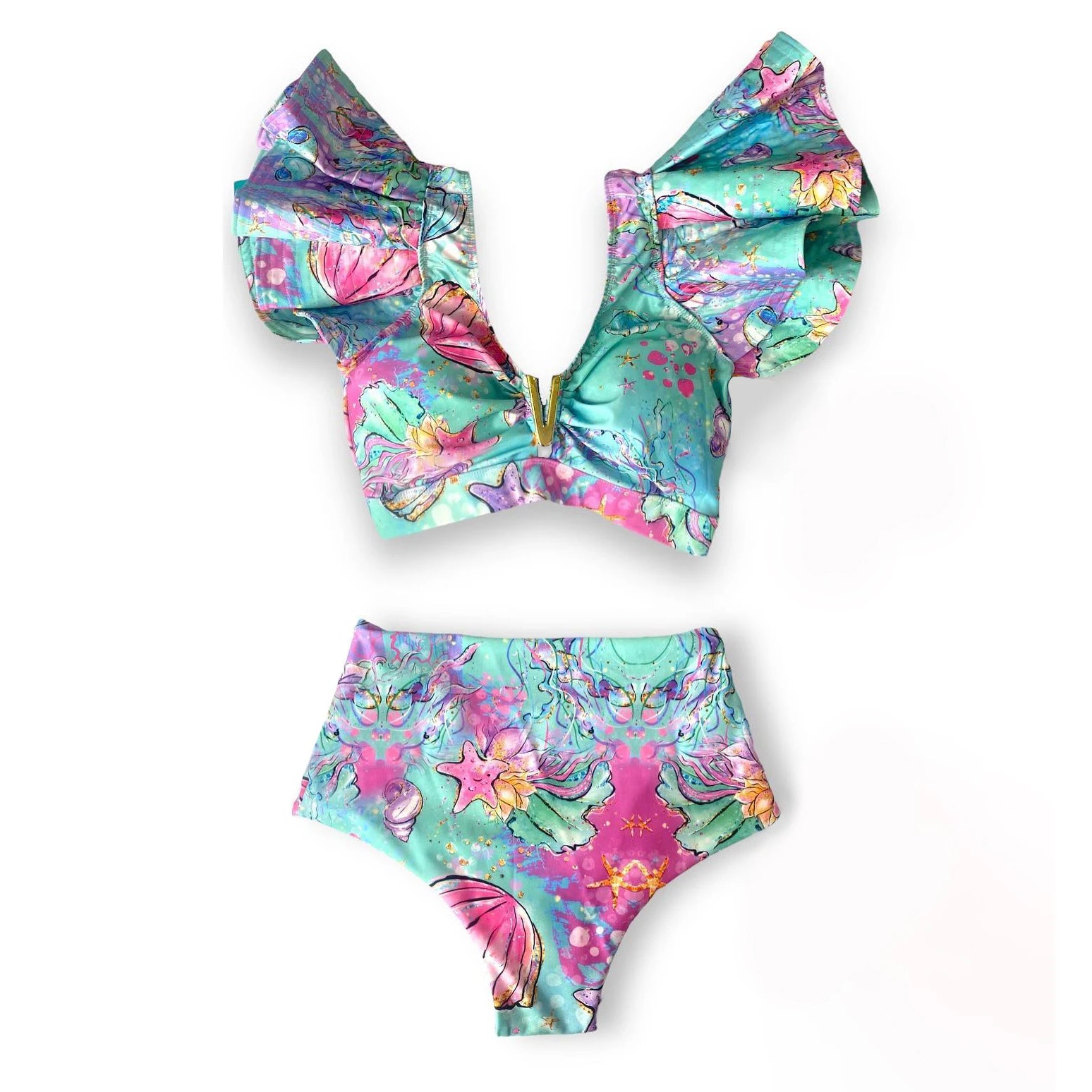 Two-Pieces Women Floral 2024 Push-Up Padded Bra Ruffles Bandage Bikini Set Swimsuit Swimwear Bathing Suit Beachwear Biquini ShopOnlyDeal