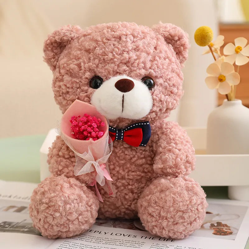 Kawaii Hug Bouquet Teddy Bear Plush Toy - 25cm, Super Soft, Bow Tie Bear, Children's Doll, Perfect Christmas Gift ShopOnlyDeal