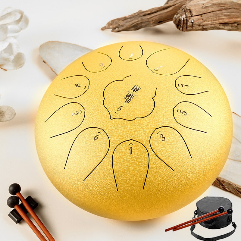 Ethereal Hang Drum Percussion Handpan Musical Instruments Steel Tongue Drum 10 Inch 11 Notes Tone Key F Range Tang Drum ShopOnlyDeal