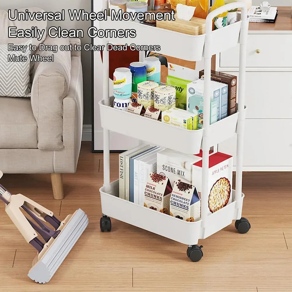 Mobile Storage Rack Trolley Kitchen Bathroom Bedroom Multi Storey Snacks Storage Rack with Wheels Organizer Home Accessories ShopOnlyDeal