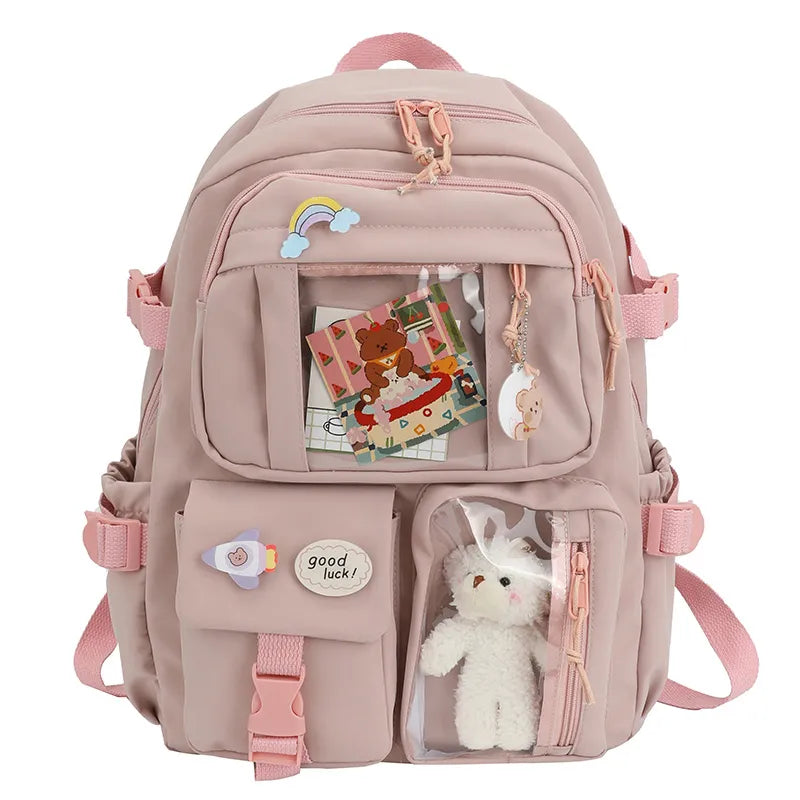 Cute Girls Backpacks Waterproof Kawaii Multi-Pocket Nylon School Backpack for Student Female Girls Kawaii Laptop Book Pack Mochilas ShopOnlyDeal