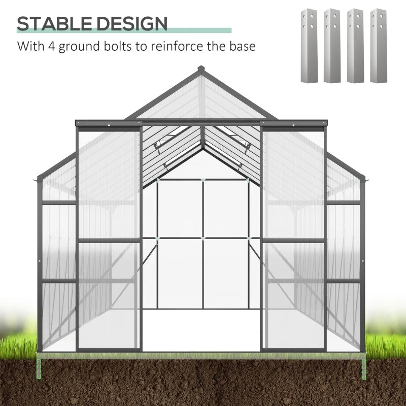 Aluminum Greenhouse Polycarbonate Walk-in Garden Greenhouse Kit with Adjustable Roof Vent ShopOnlyDeal