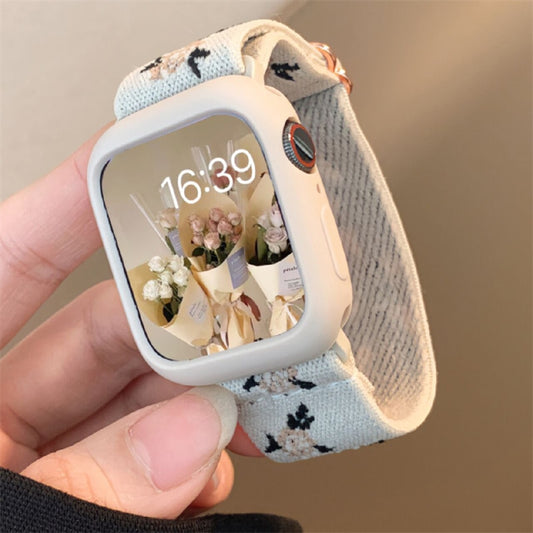 Nylon Embroidery Strap+Case For Apple Watch Band 45 44mm 40mm 49mm 41mm 42 38mm Correa Bracelet For iWatch Series 7 8 6 SE Ultra ShopOnlyDeal