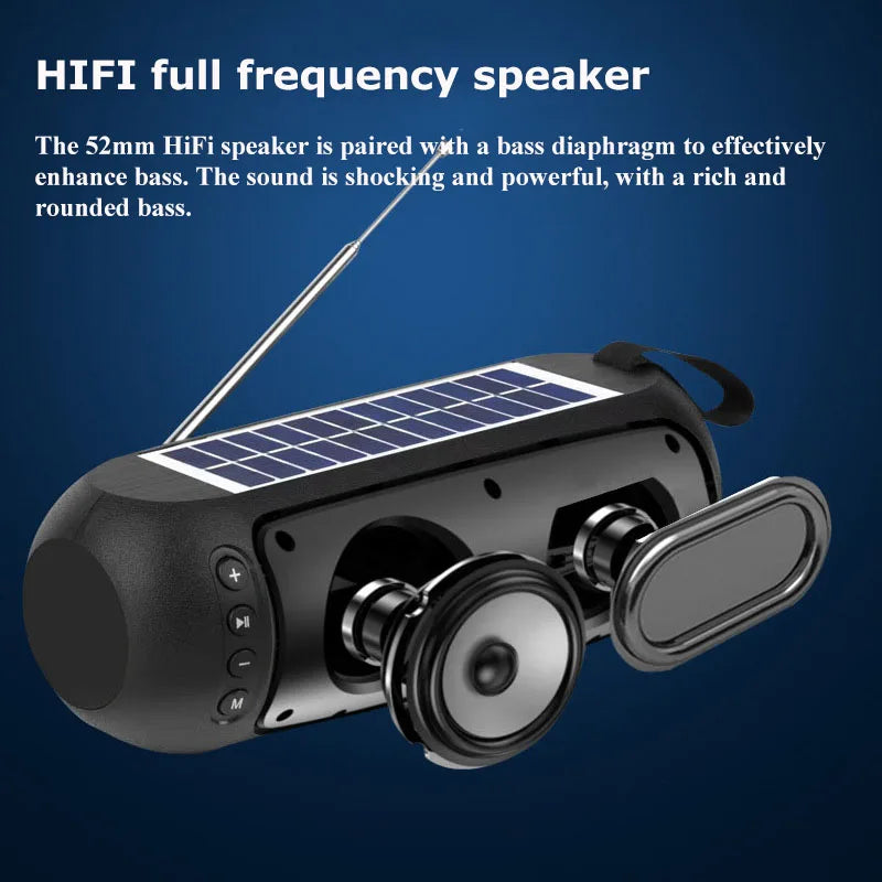 Portable FM Radio with Solar Charging - Wireless Bluetooth Speaker, MP3 Music Player, Microphone Support, TF Card and USB Compatible ShopOnlyDeal