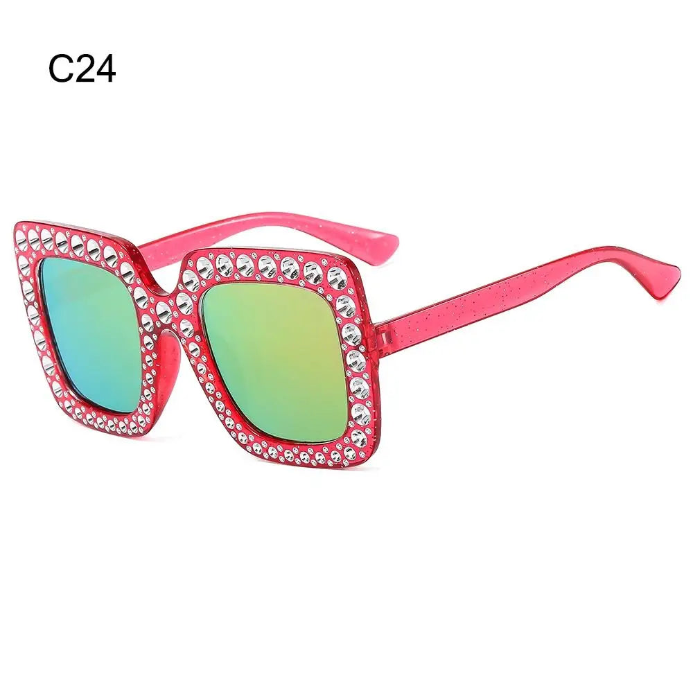 Sparkle in Style: Crystal Oversized Sunglasses for Women - Rhinestone Square Diamond Sun Glasses with Retro Big Frame ShopOnlyDeal