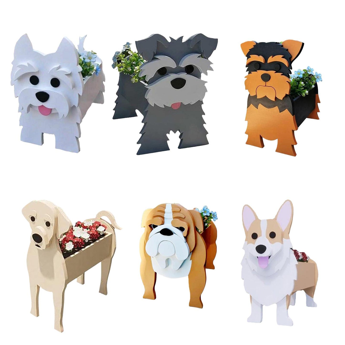 Schnauzer Dog Planter Outdoor New Garden Flower Pot  Garden Pots DIY PVC Flower Planter Garden Home Decor Decoration Lovely Design ShopOnlyDeal