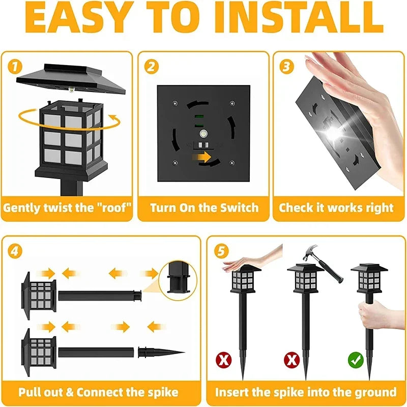 Solar LED Pathway Lights | Outdoor Waterproof Walkway & Garden Decor | Street Lamp Style for Landscape, Yard, Patio, & Driveway ShopOnlyDeal