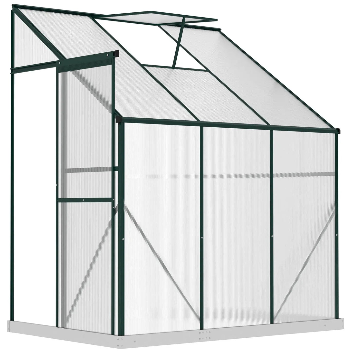 6' x 4' x 7'Aluminum Greenhouse, Polystyrene Walk-in Garden Greenhouse with 2 Adjustable Roof Vents and 3 Doors, Clear ShopOnlyDeal