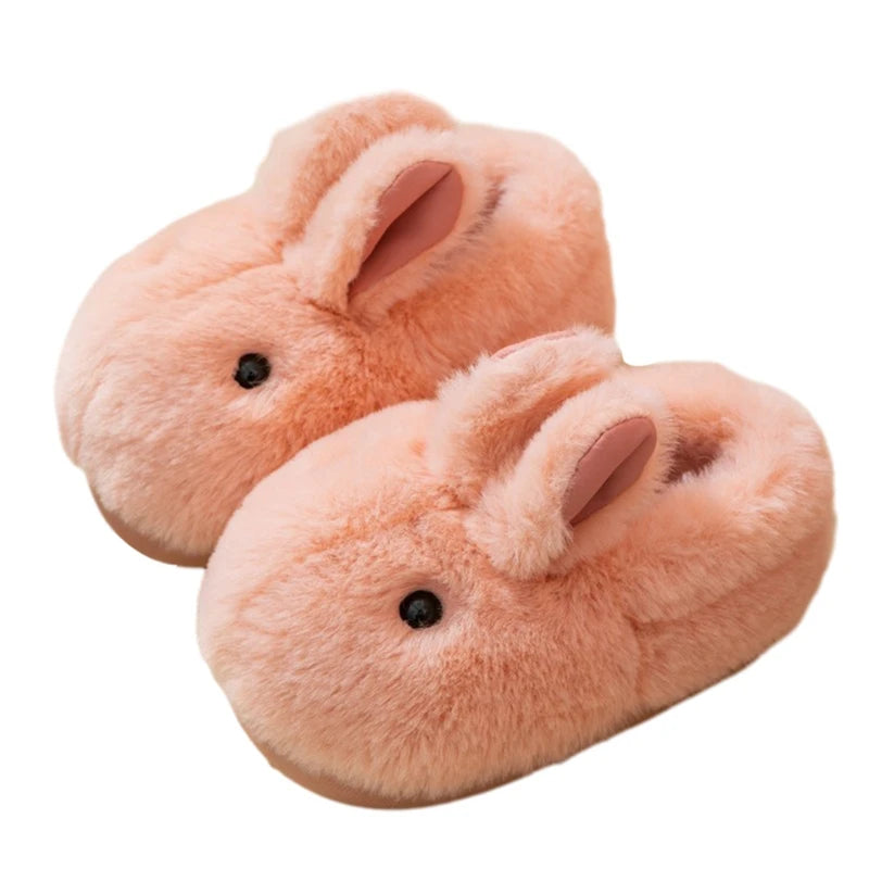 Toddler Kids Cotton Slippers Plush Thickened Cute Rabbit Children Boys Girls Warm Slippers Indoor Kids Anti-slip Floor Shoes ShopOnlyDeal