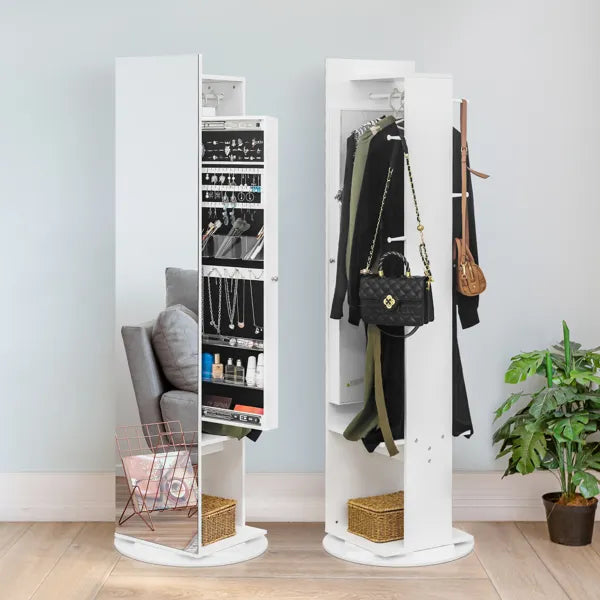 Vertical Jewelry Cabinet with Storage Mirror - Ideal for Living Room or Bedroom ShopOnlyDeal