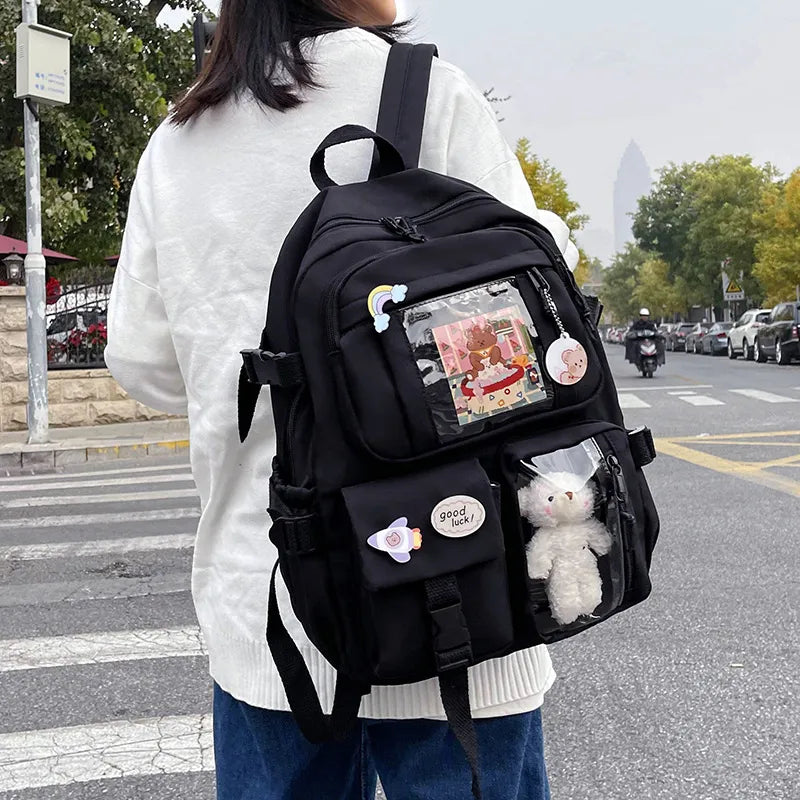Cute Girls Backpacks Waterproof Kawaii Multi-Pocket Nylon School Backpack for Student Female Girls Kawaii Laptop Book Pack Mochilas ShopOnlyDeal