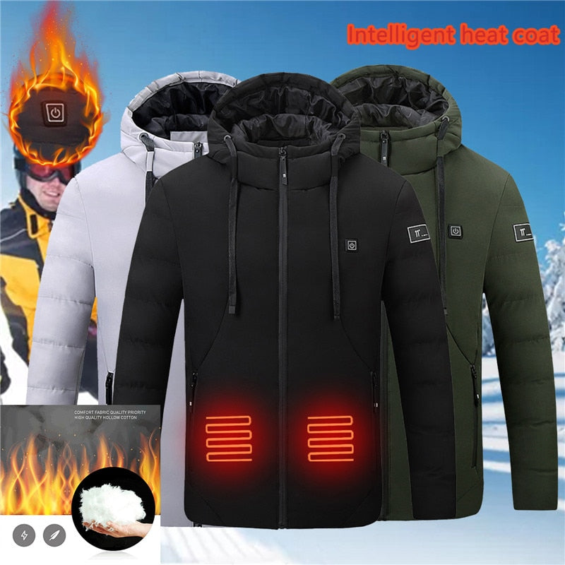 Heated Jacket For Man USB Winter Outdoor Electric Heating Jackets Warm Sports Thermal Coat Clothing Heatable Cotton Coat Battery ShopOnlyDeal