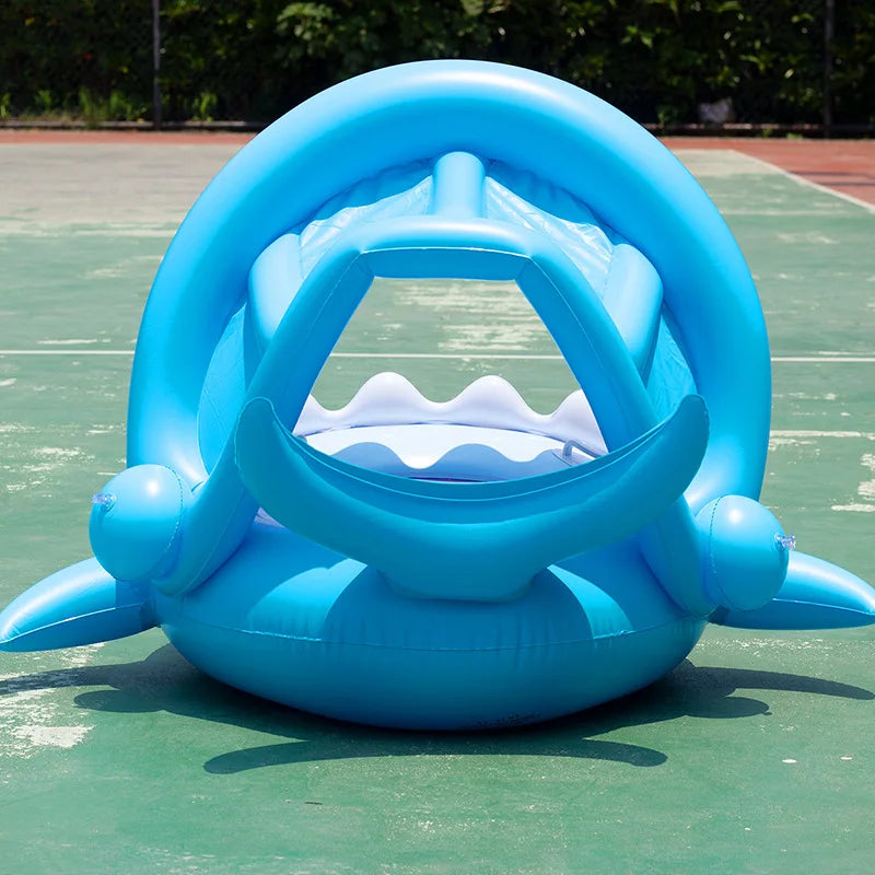 Inflatable Shark Swimming Ring with Sunshade for Kids | 1-4 Years Baby Pool Float ShopOnlyDeal