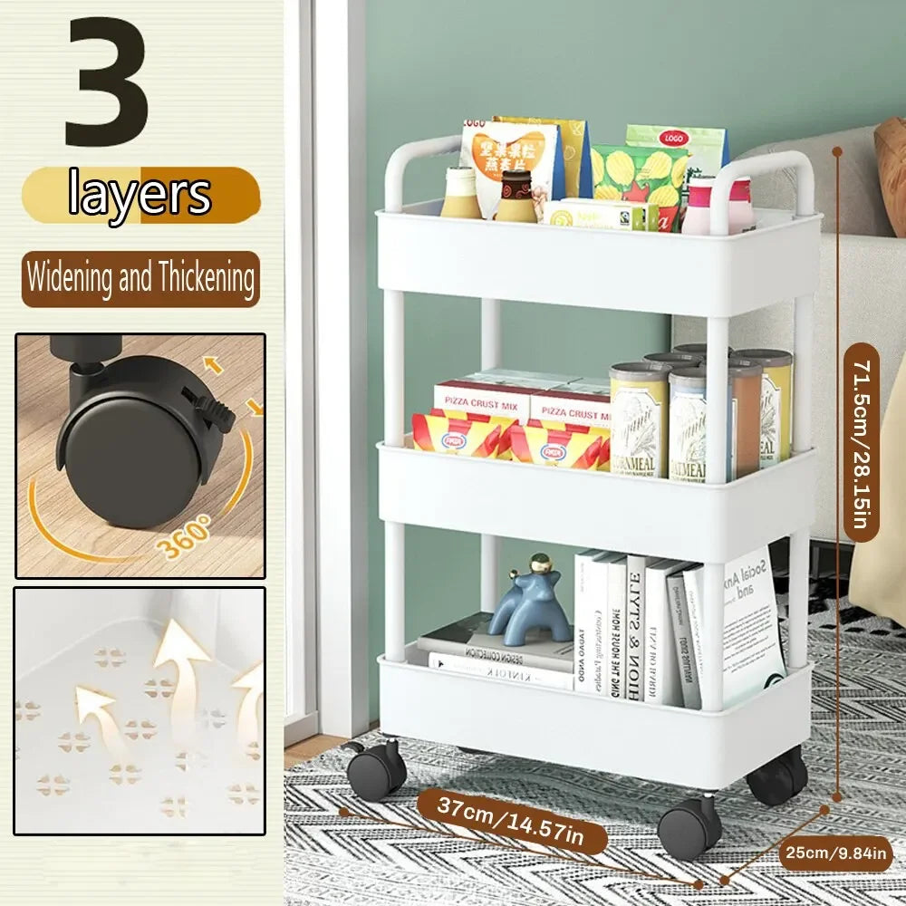 Mobile Storage Rack Trolley Kitchen Bathroom Bedroom Multi Storey Snacks Storage Rack with Wheels Organizer Home Accessories ShopOnlyDeal