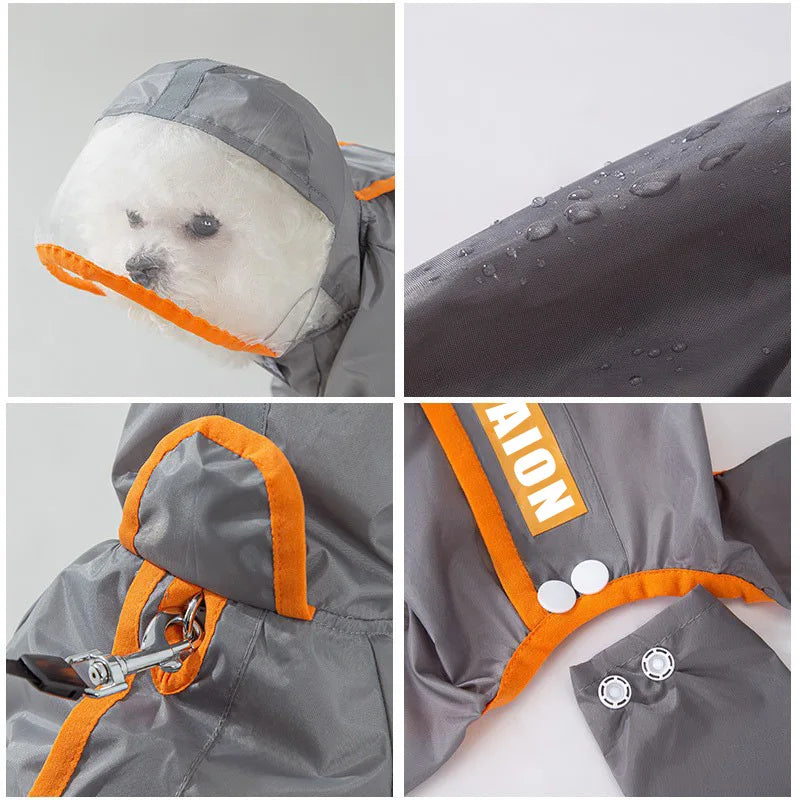 Waterproof Dog Raincoat with Traction | Solid Color Frosted Transparent Design | Tail-Friendly | Four Seasons Clothing for Small Pets ShopOnlyDeal