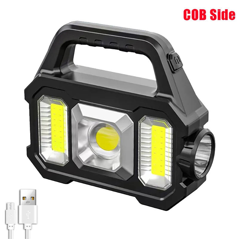 Solar Rechargeable Flashlight  Zoomable Waterproof  COB LED Torch Brightly Light Portable Powerful Lantern  for Camping ShopOnlyDeal