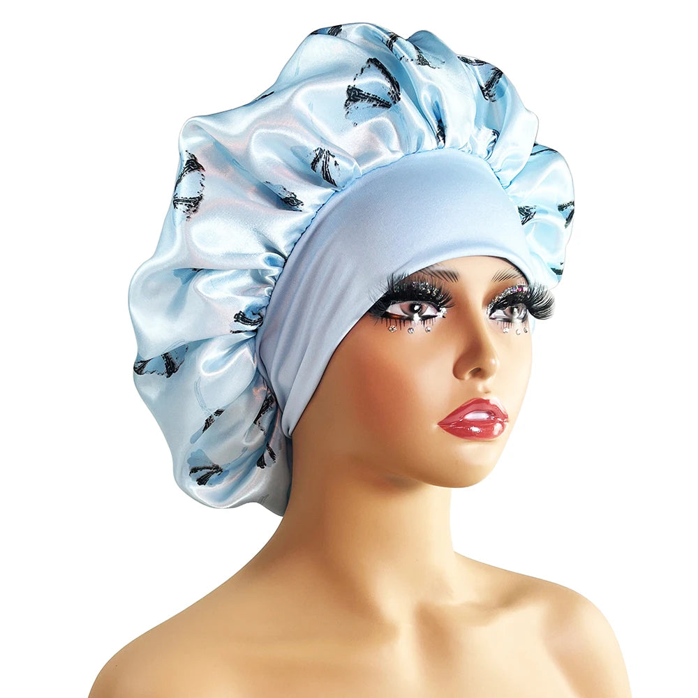 Women Satin Bonnet Cap Silky Big Bonnet for Women Floral Printing Sleep Cap Design Boneet's ShopOnlyDeal