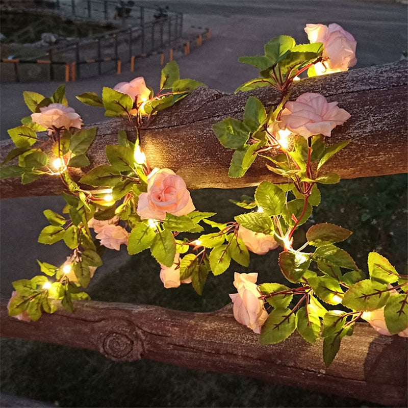 Flower Green Leaf String Lights Artificial Vine Fairy Lights Battery Powered Christmas Tree Garland Light for Weeding Home Decor ShopOnlyDeal