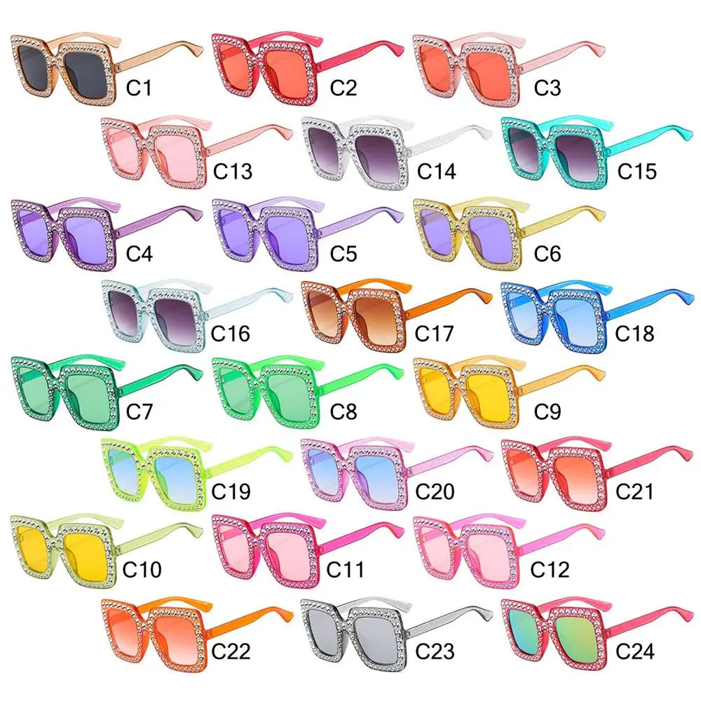 Sparkle in Style: Crystal Oversized Sunglasses for Women - Rhinestone Square Diamond Sun Glasses with Retro Big Frame ShopOnlyDeal