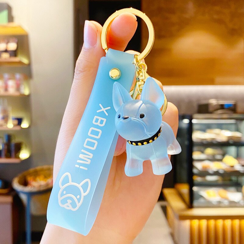 French Bulldog Keychain Bag Pendant Transparent Colorful Dog Keychains Men Car Key Ring 2023 Christmas Gift for Women ShopOnlyDeal