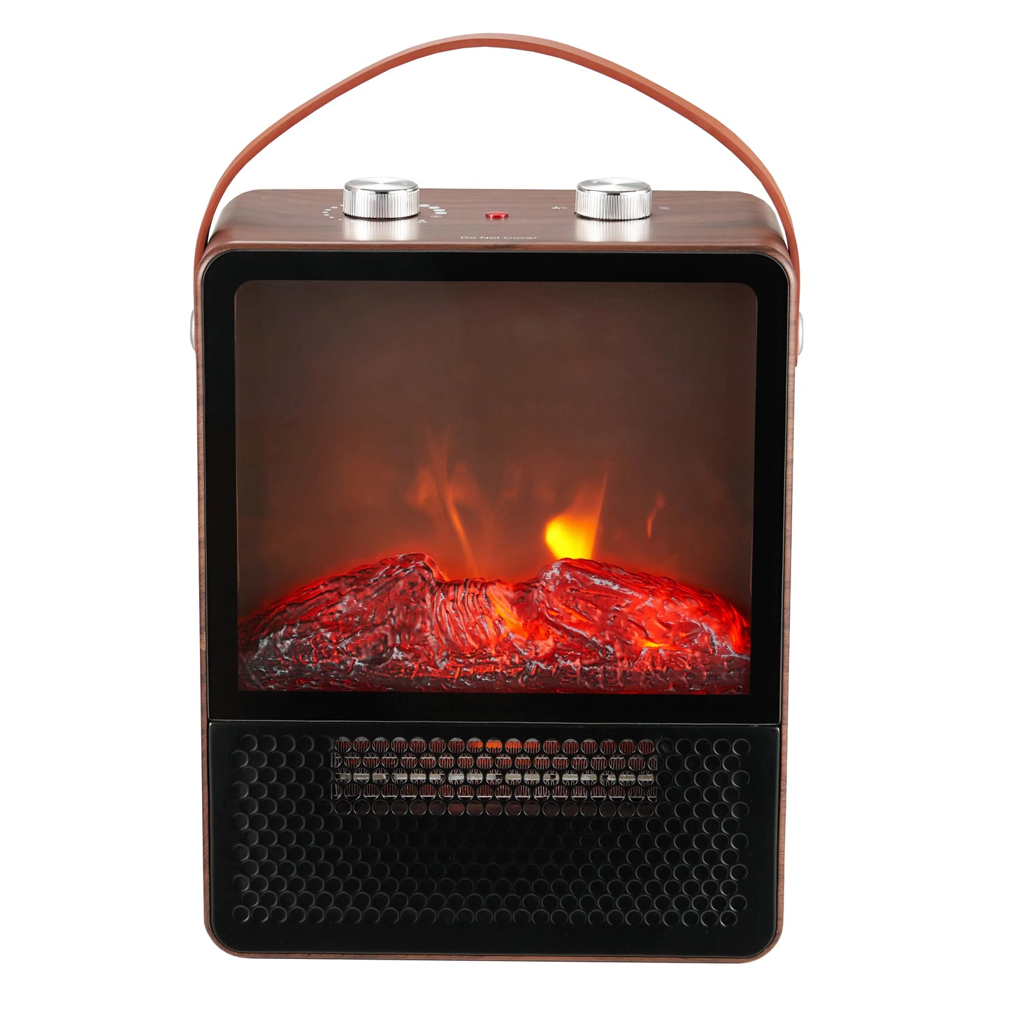 Freestanding Ceramic 1500W Portable Electric Fireplace, Dark Walnut ShopOnlyDeal