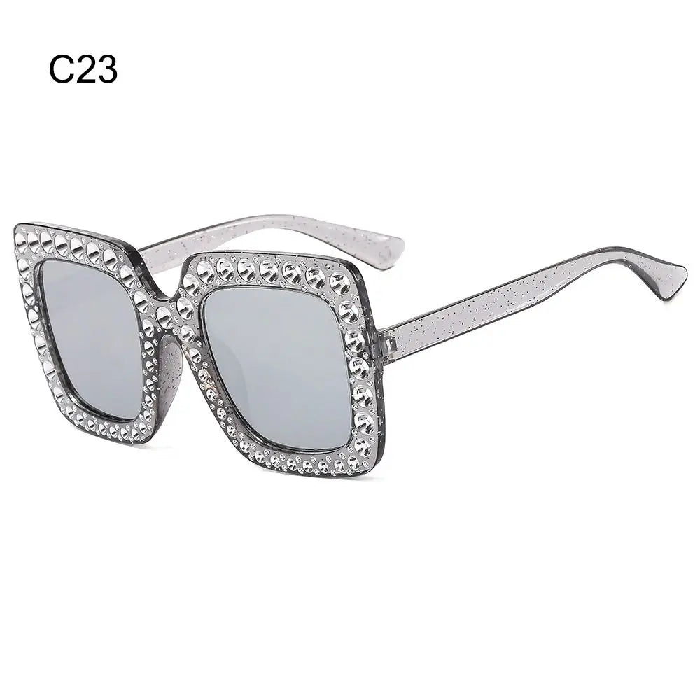 Sparkle in Style: Crystal Oversized Sunglasses for Women - Rhinestone Square Diamond Sun Glasses with Retro Big Frame ShopOnlyDeal