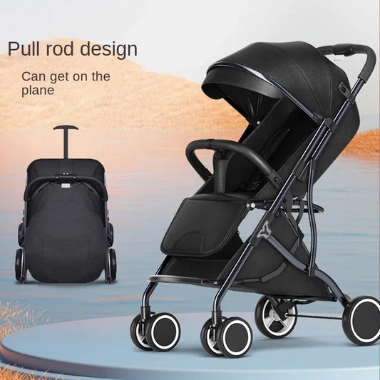 One-Touch Folding to Board the Baby Stroller Lightweight Four-Wheel Shock Sitting and Lying Down One-Way Push Newborn Stroller ShopOnlyDeal